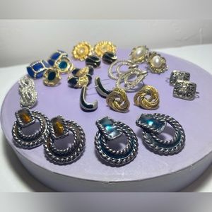 13 Pair Clip on Earrings